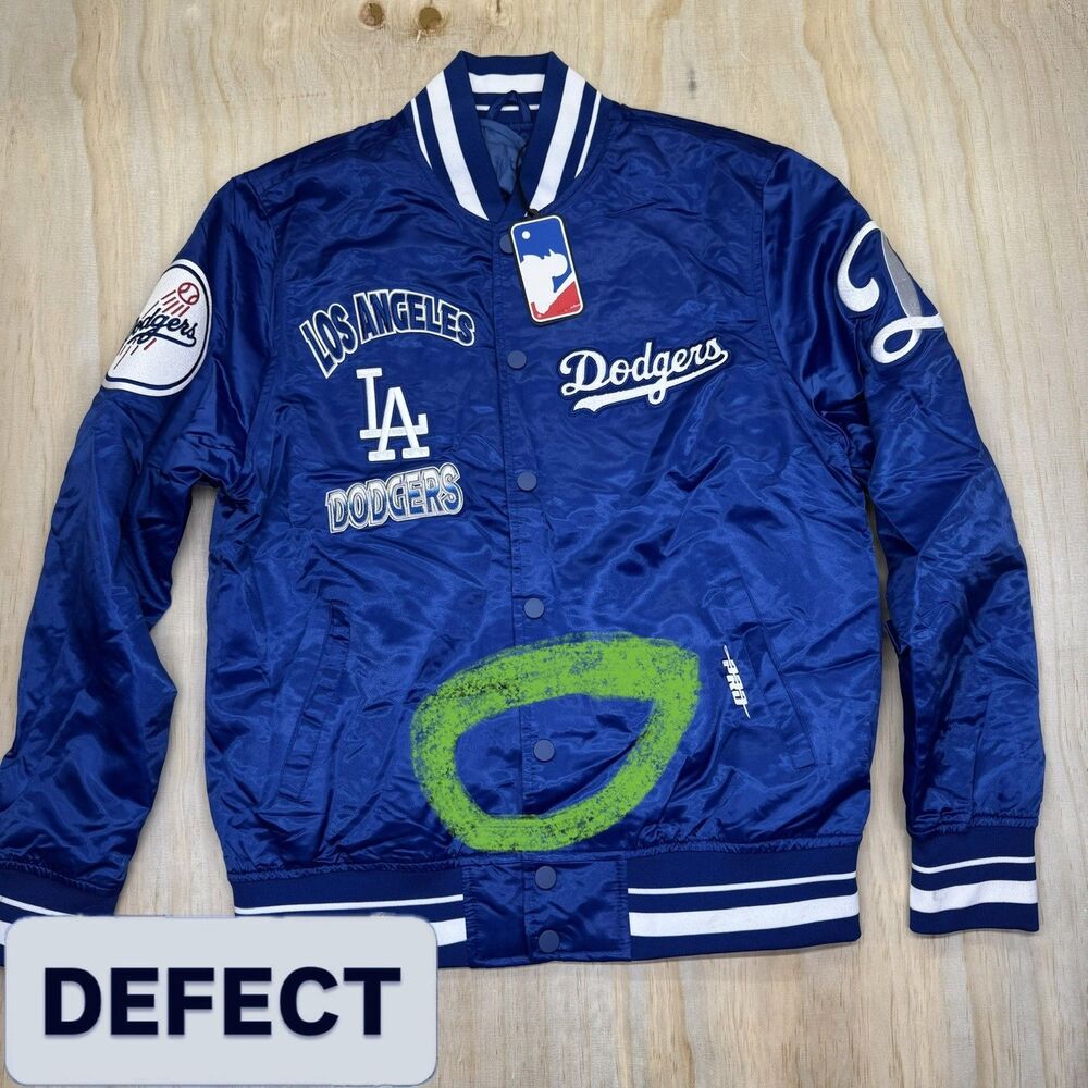 NEW DEFECT Los Angeles Dodgers Pro Standard Turn It Up Satin Track Jacket LG